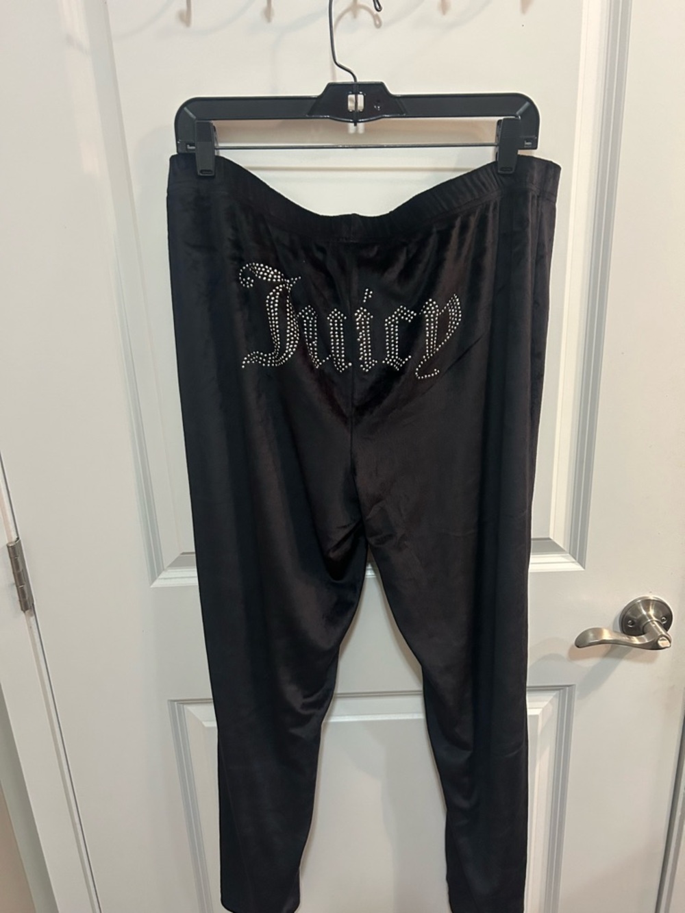 Juicy Couture Black Velour Lounge Pants Sleepwear Size XL Logo Y2K Big Bling